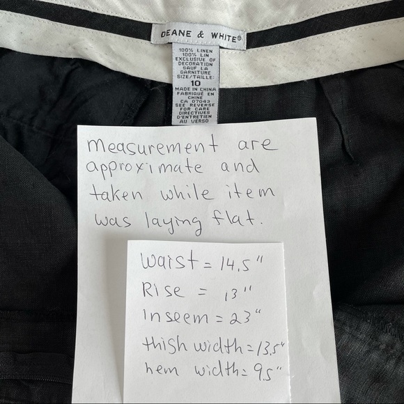 DEANE & WHITE 100% Linen black, 3/4 pants, size 10 - Picture 4 of 4